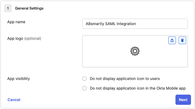 Okta Create SAML Integration step 1