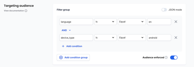 Experiment targeting english speakers on Android