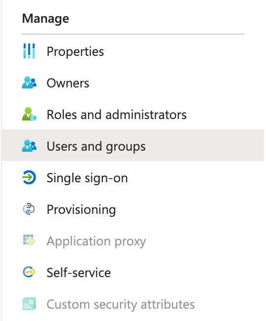 A screenshot of the Users and groups section
