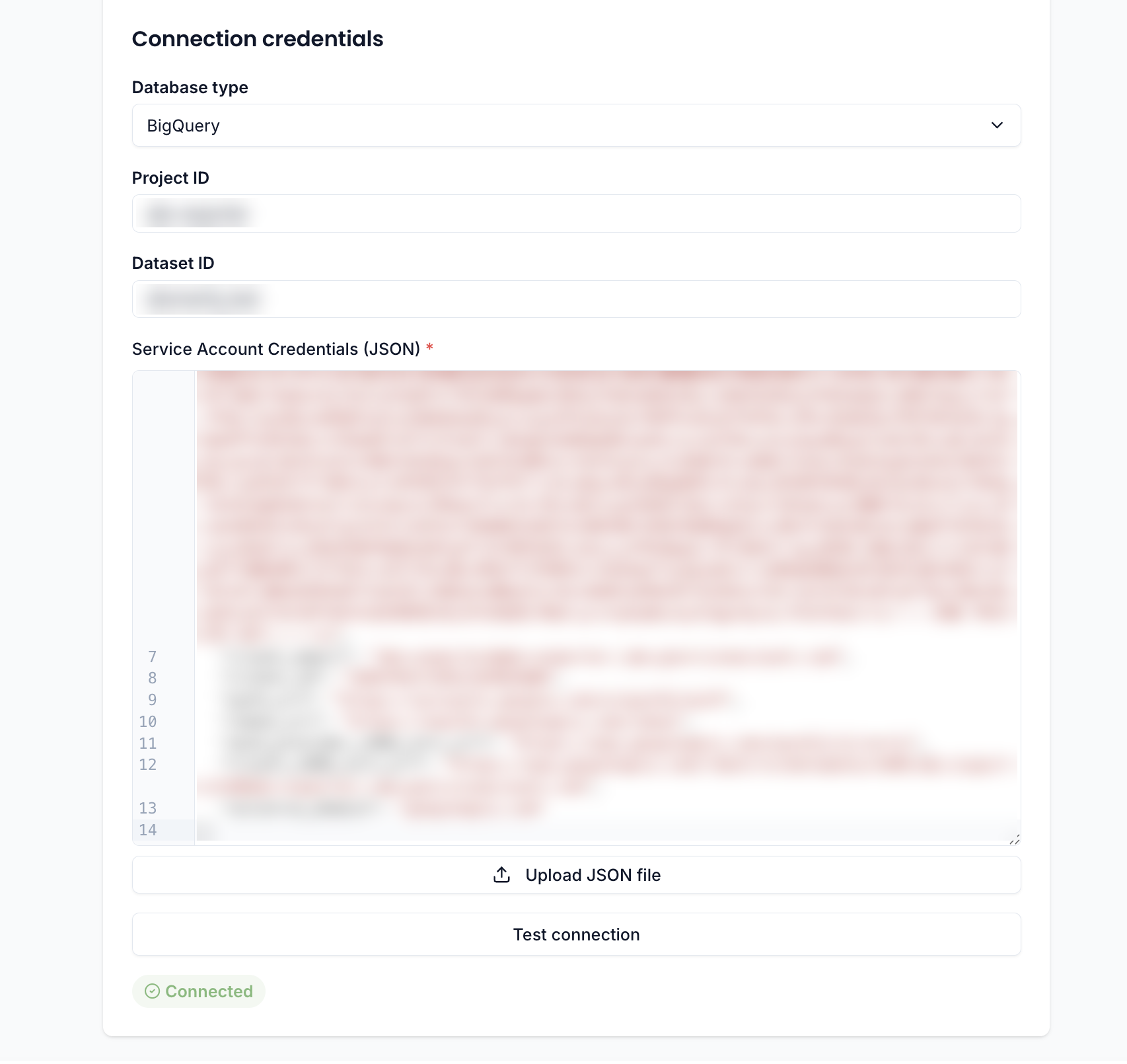 Successful BigQuery connection test