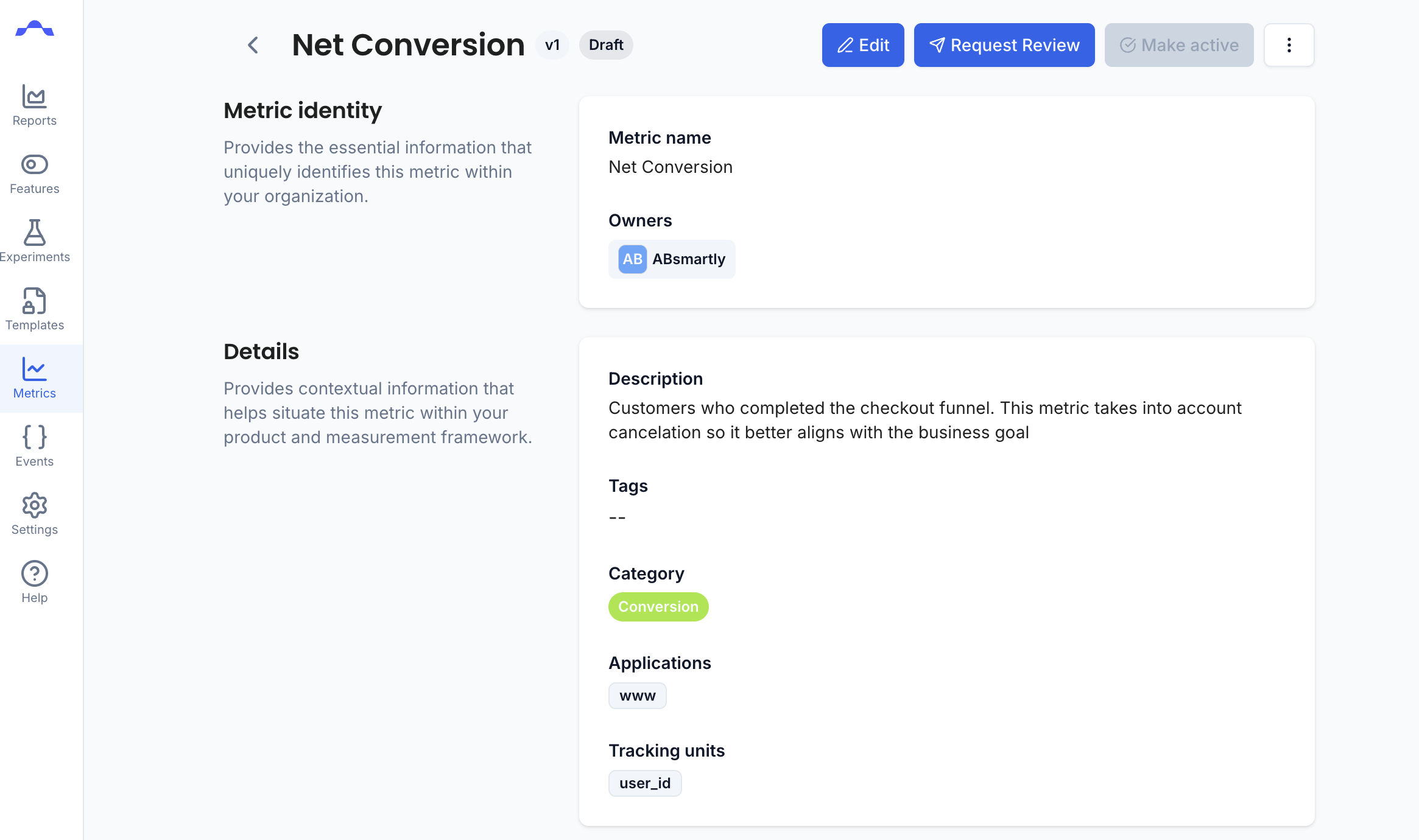 Request a metric review
