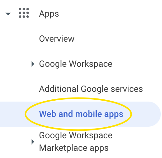 Google Admin Console sidebar
