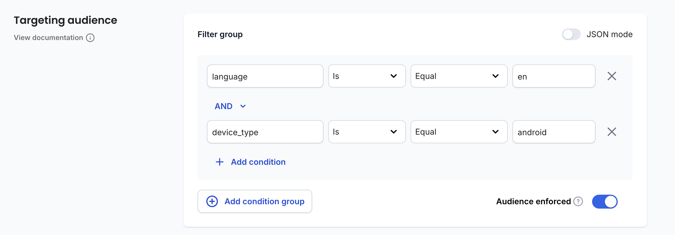 Experiment targeting english speakers on Android